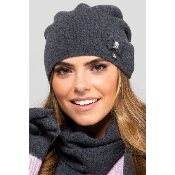 Kamea Grafitová elegantná zimná dámska čiapka Florida, Farba grafitová 66321657