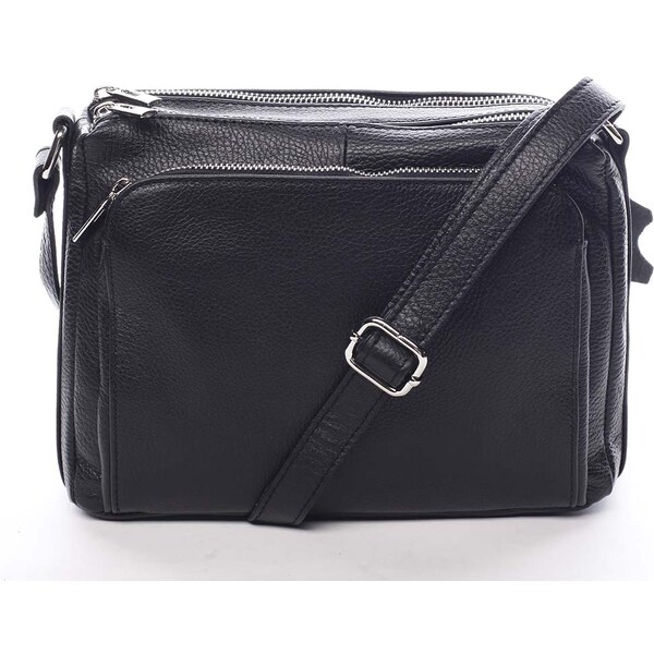 Delami Vera Pelle Dámska kožená crossbody kabelka čierna - ItalY 24897192