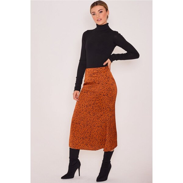 Zibi London Gigi Zlatá midi sukňa s čiernou potlačou 13913902
