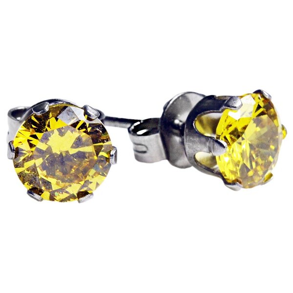 BEMI Design Náušnice s žltým zirkónmi ⌀ 0,6 cm S936035 14212226