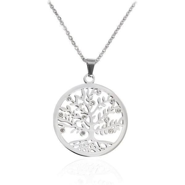 BM Jewellery Náhrdelník strom života sa zirkónmi z chirurgickej ocele 14212233