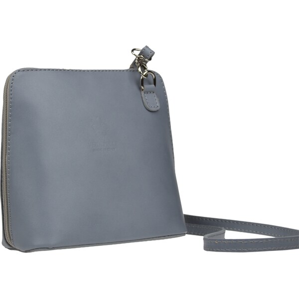 Sivá kožená talianska crossbody kabelka Grana Grigia Chiaro 13997219