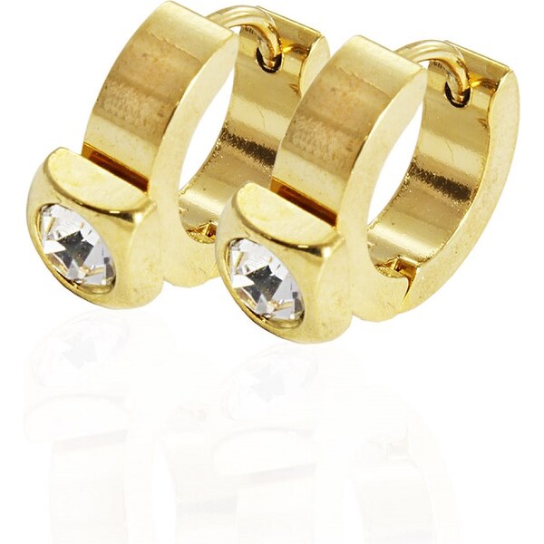 BM Jewellery Náušnice malé krúžky zlaté so zirkónom z chirurgickej 14212236