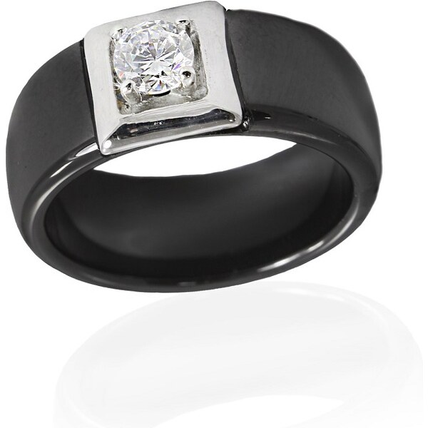 BM Jewellery Dámsky keramický prsteň so zirkónom čierny S947130 66170116