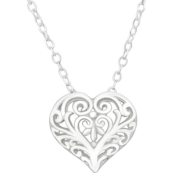 Glory strieborný náhrdelník Srdce s ornamentmi S1012 14190773