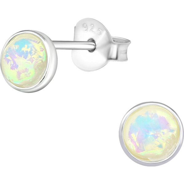 Glory strieborné náušnice Kolo Opál Fire Snow S1045 14190802