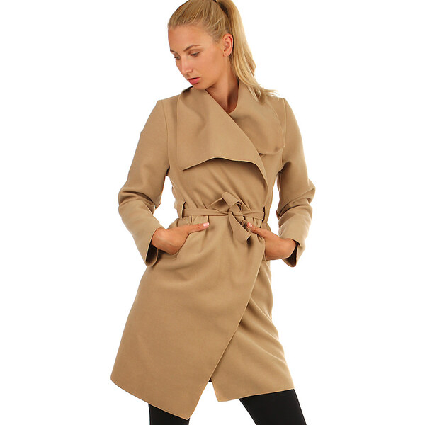 Glara Kabát s opaskom a výrazným golierom 30491696