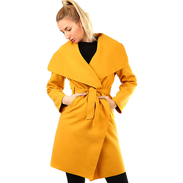 Glara Kabát s opaskom a výrazným golierom 39513347