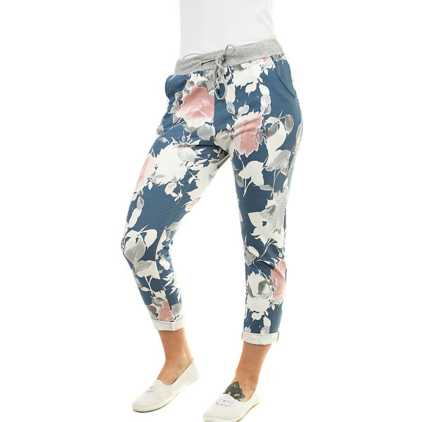 Glara Dámske tepláky v 7/8 dĺžke s kvetinovou potlačou 14236664