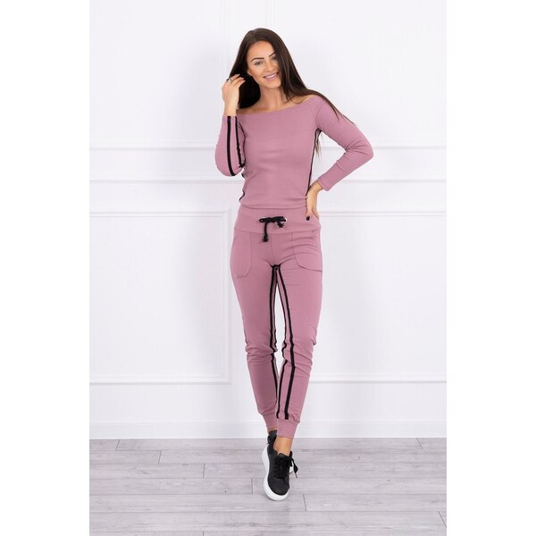 MladaModa Súprava s topom a dvomi prúžkami na boku fialová 18140720