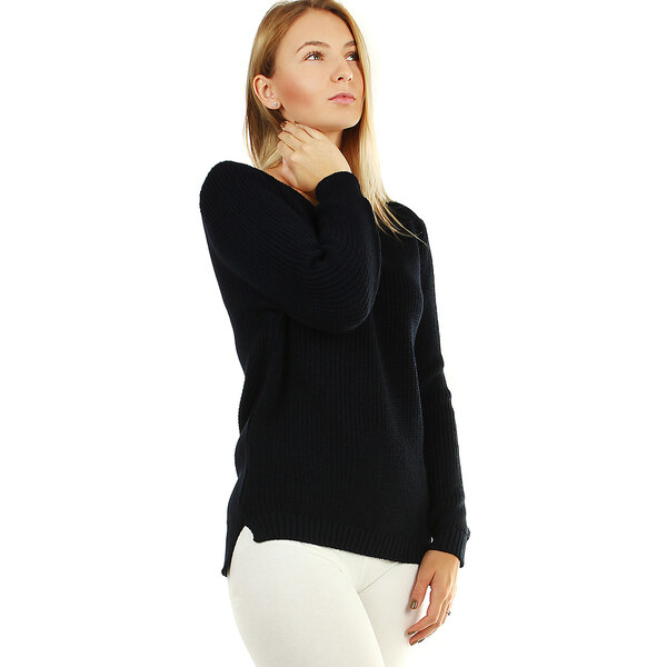 Glara Pletený dámsky sveter s prestrihami na chrbte 36988209