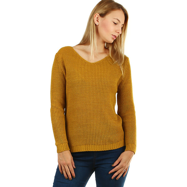 Glara Pletený dámsky sveter s prestrihami na chrbte 36988211