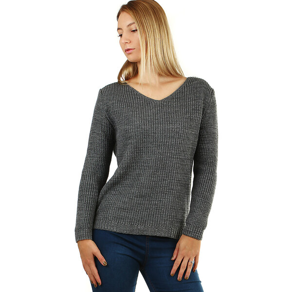 Glara Pletený dámsky sveter s prestrihami na chrbte 36988207