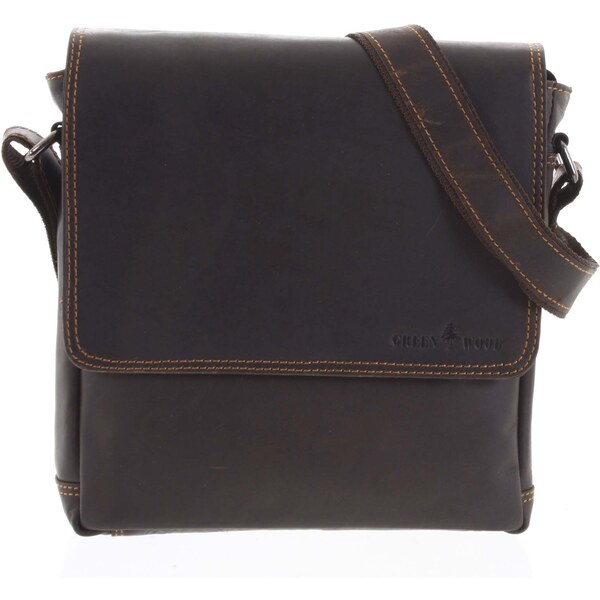 Pánska kožená taška cez plece tmavohnedá - Greenwood Stranger hnedá 56864108