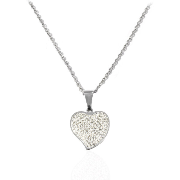 BM Jewellery Dámsky náhrdelník srdce so zirkónmi Valentín S954090 15147902