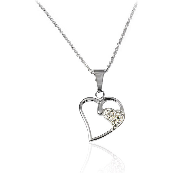 BM Jewellery Dámsky náhrdelník dve srdcia so zirkónmi Valentín S956090 15147904