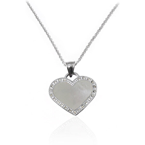 BM Jewellery Dámsky náhrdelník perlové srdce so zirkónmi Valentín 15147906