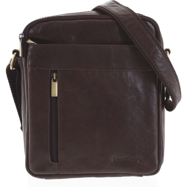 Pánska kožená taška cez plece tmavohnedá - SendiDesign Lennon hnedá 56864115