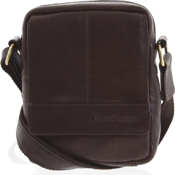 Pánska kožená crossbody taška na doklady tmavo hnedá - SendiDesign 56864114