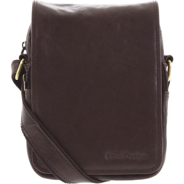 Pánska kožená taška cez plece tmavohnedá - SendiDesign Muxos hnedá 56864120