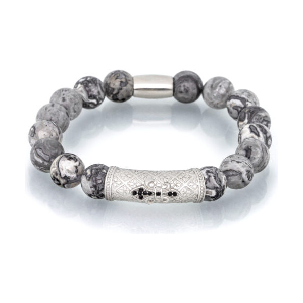 Šedý náramok z kameňov pre mužov Savior Trimakasi 21937674