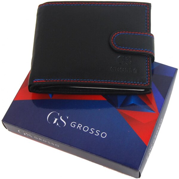 Kožená pánska čierna peňaženka so zapínaním v darčekovej krabičke 48103548