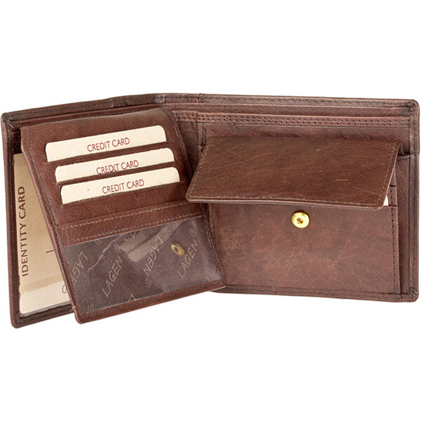 Lagen Pánska kožená peňaženka PW-2521 hnedá 5868669