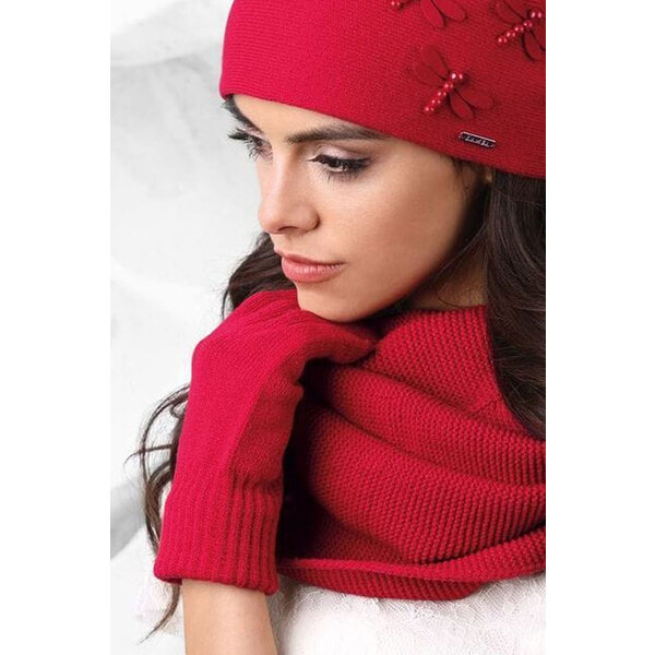 Kamea Červené dámske rukavice na zimu 02, Farba červená 60855051