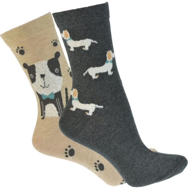 AURA.VIA Čierne a hnedé ponožky DOGS 14472722