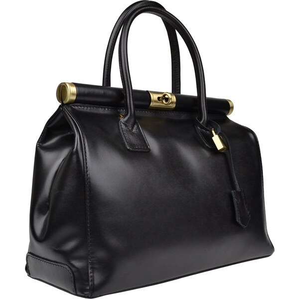 Čierna kožená talianska kabelka Laureta Nera Lisciare NovaKabelka.sk 382007