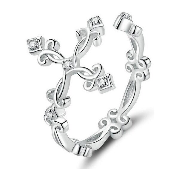 Emporial striborný nastaviteľný prsteň Filigránový krížik 29163651