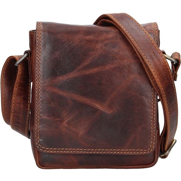 Lagen Pánska kožená taška cez rameno 27074 hnedá 35335862
