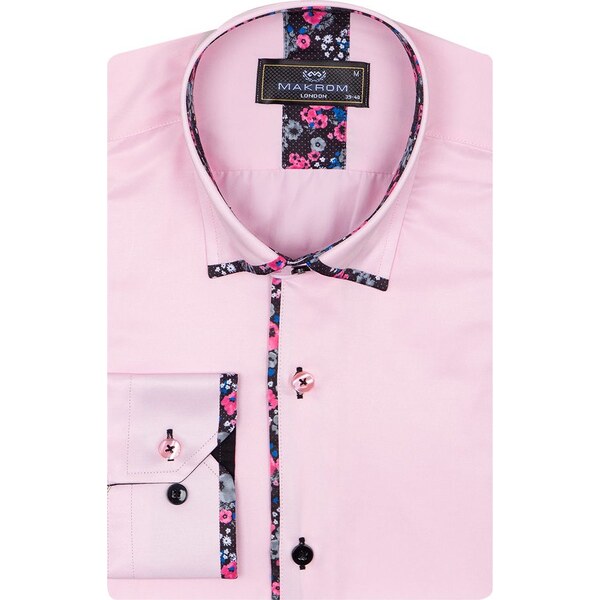 MAKROM London Ružová pánska košeľa s kvetinovým vzorom MAKROM 14741915