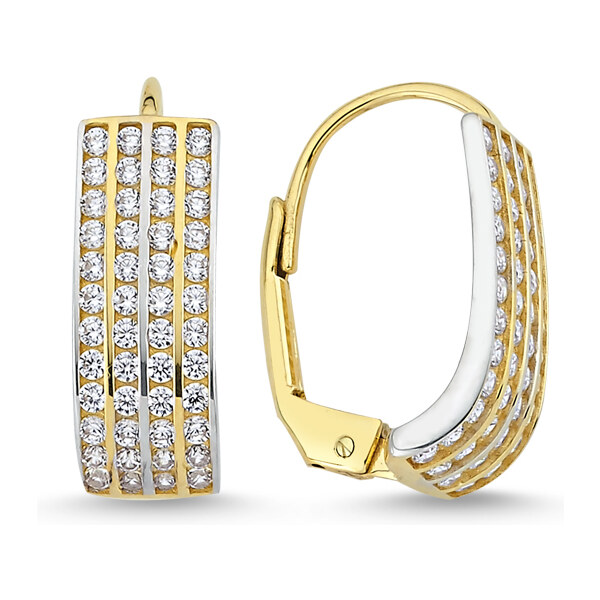 Lillian Vassago Zlaté náušnice so štyrmi radmi zirkónov na patent 34774180