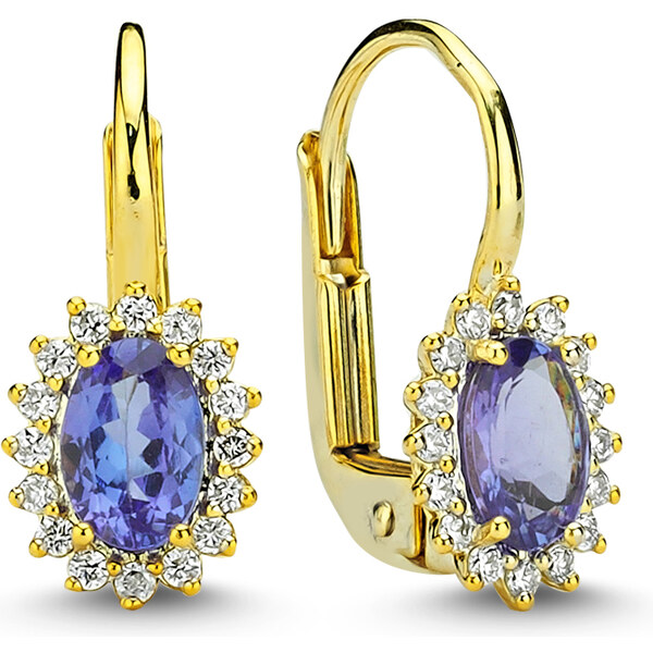 Lillian Vassago Zlaté náušnice s tanzanitom a briliantmi LLV11 44678763