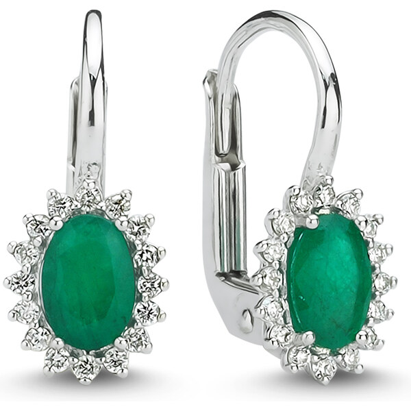 Lillian Vassago Zlaté náušnice so smaragdom a briliantmi LLV11 24795891