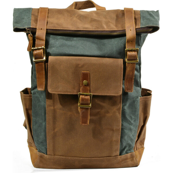 Glara Vintage plátený batoh s koženými detailmi 57937832