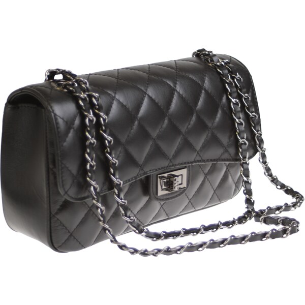 Čierna kožená talianska crossbody kabelka Eliana Nera Nuovo 14830886