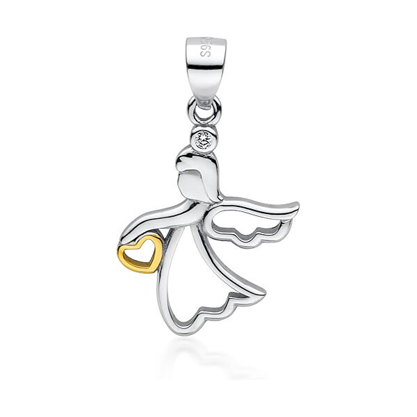 Olivie Strieborný prívesok ANJEL so zlatým srdcom 4531 20803377