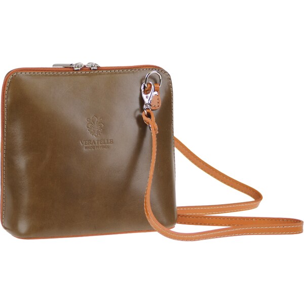 Hnedá kožená talianska crossbody kabelka Grana Taupe Scura Camel 14891030