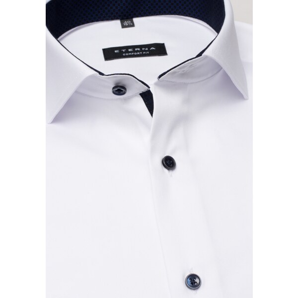 ETERNA Comfort Fit pánska košeľa biela nie presvitajúca s tmavo modrým 15347774
