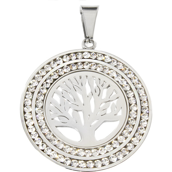 BM Jewellery Prívesok strom života z chirurgickej ocele so zirkónmi 15617487