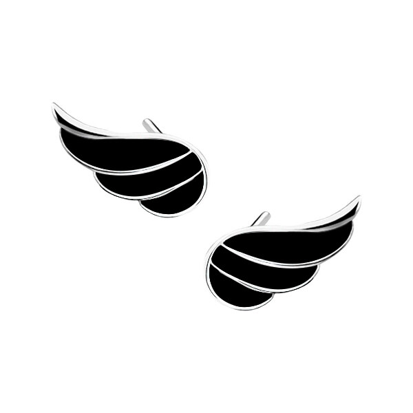 Olivie Strieborné náušnice KRÍDLO BLACK 3565 16605042