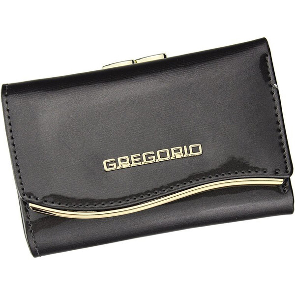 Gregorio šedá lakovaná malá dámska kožená peňaženka v darčekovej 15134907
