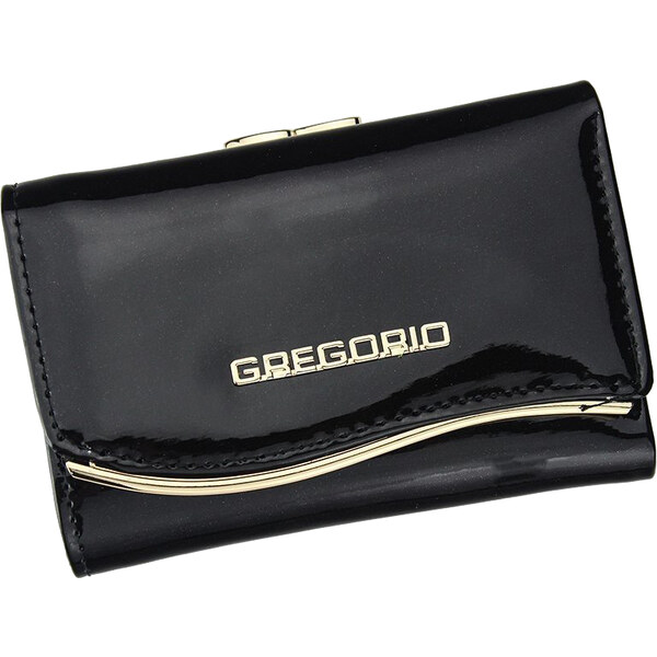 Gregorio čierna lakovaná malá dámska kožená peňaženka v darčekovej 15134904