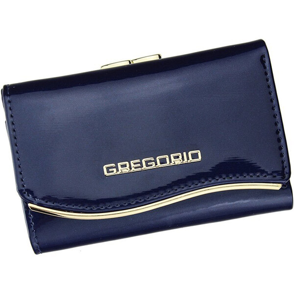 Gregorio modrá lakovaná malá dámska kožená peňaženka v darčekovej 15134906