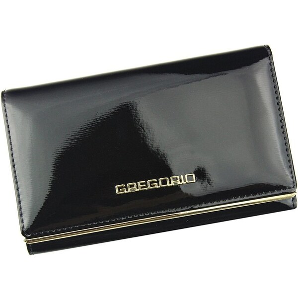 Gregorio čierna lakovaná dámska kožená peňaženka v darčekovej krabičke 15134899