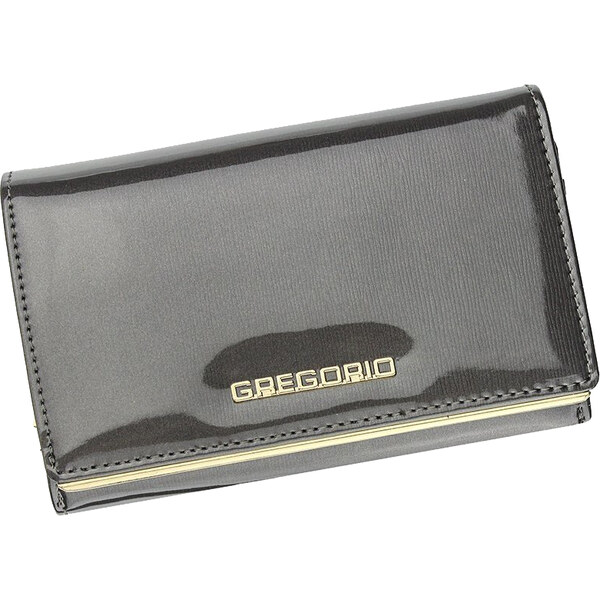 Gregorio šedá lakovaná dámska kožená peňaženka v darčekovej krabičke 49218835