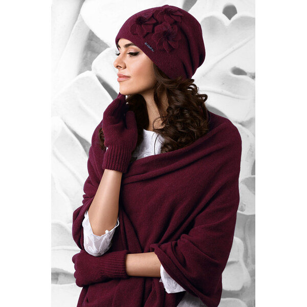 Kamea Bordový dámsky set čiapka + šál Teramo, Farba bordová 59058219