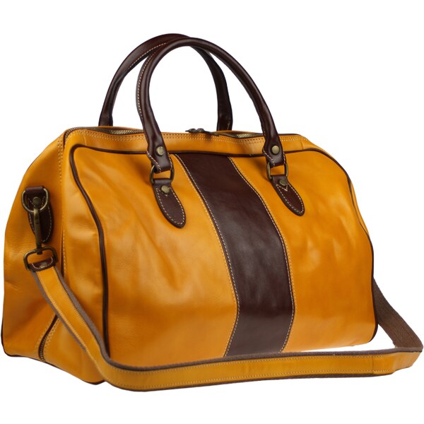 Kožená cestovná taška Tiberius Gialla Marrone žltá NovaKabelka.sk 48839605